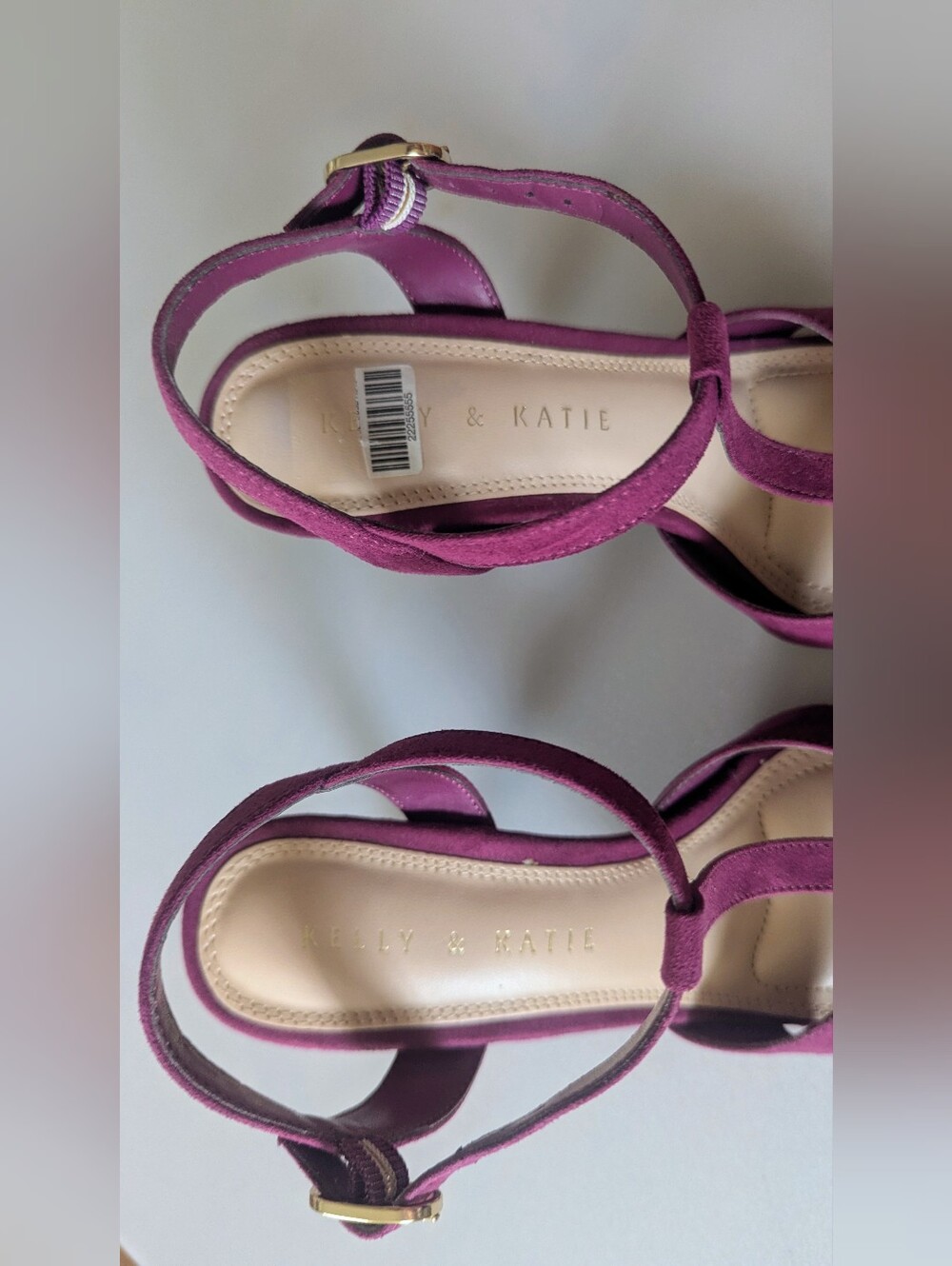 Kelly & Katie Talissa Women's Purple Suede Sandals Heels. Size 6. - Picture 5 of 14